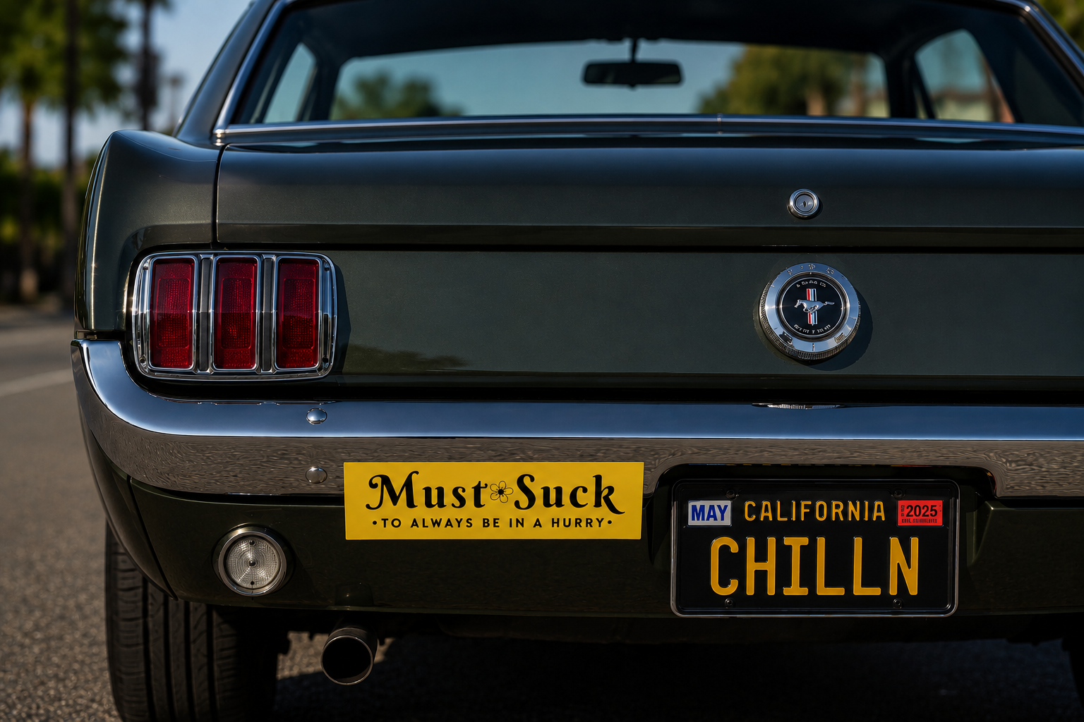 Anti Tailgating Bumper Sticker — "Must Suck to Always Be in a Hurry" Retro Yellow Decal